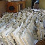 Transporting the tiles to the kiln Transporting the tiles to the kiln