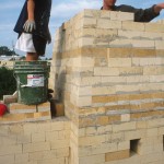 Jake Allee working on the chimney